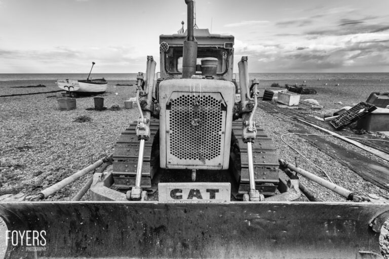 cat bulldozer Aldeburgh beach