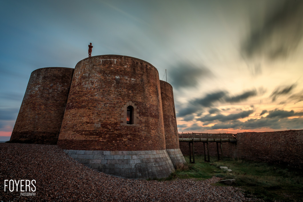 Antony Gormley statue at Aldeburgh Martello Tower