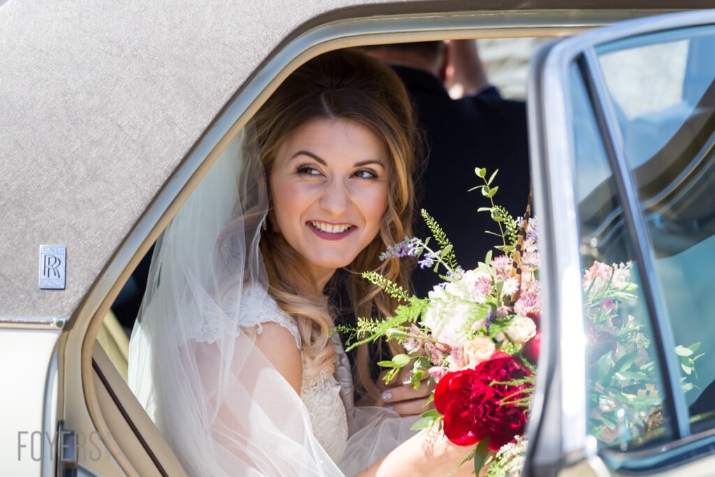 Ally and her father, Arthur, arrived at the church in her grandfather's majestic Rolls-Royce Silver Spirit.