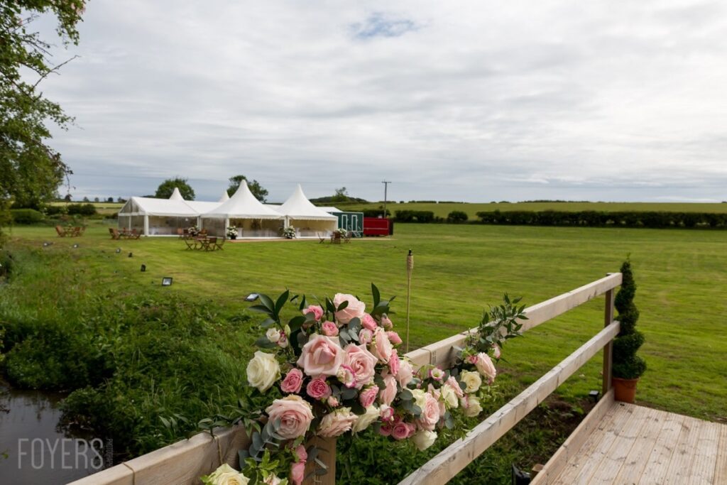 majestic wedding marquee in a field just outside Binham