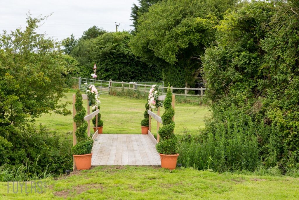 wedding bridge over stream