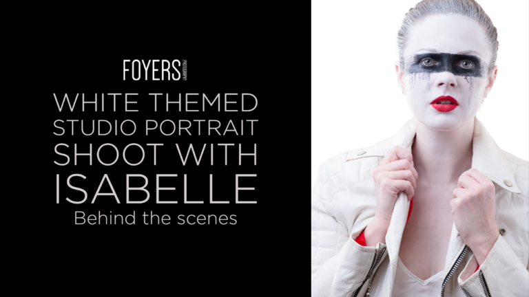 Behind the scenes – White themed studio portrait shoot with Isabelle