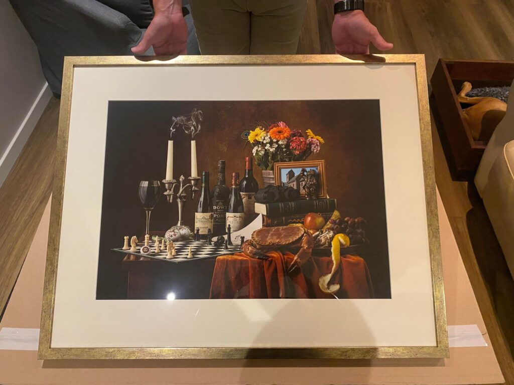 Framed still life artwork, an example of artist and painting photography