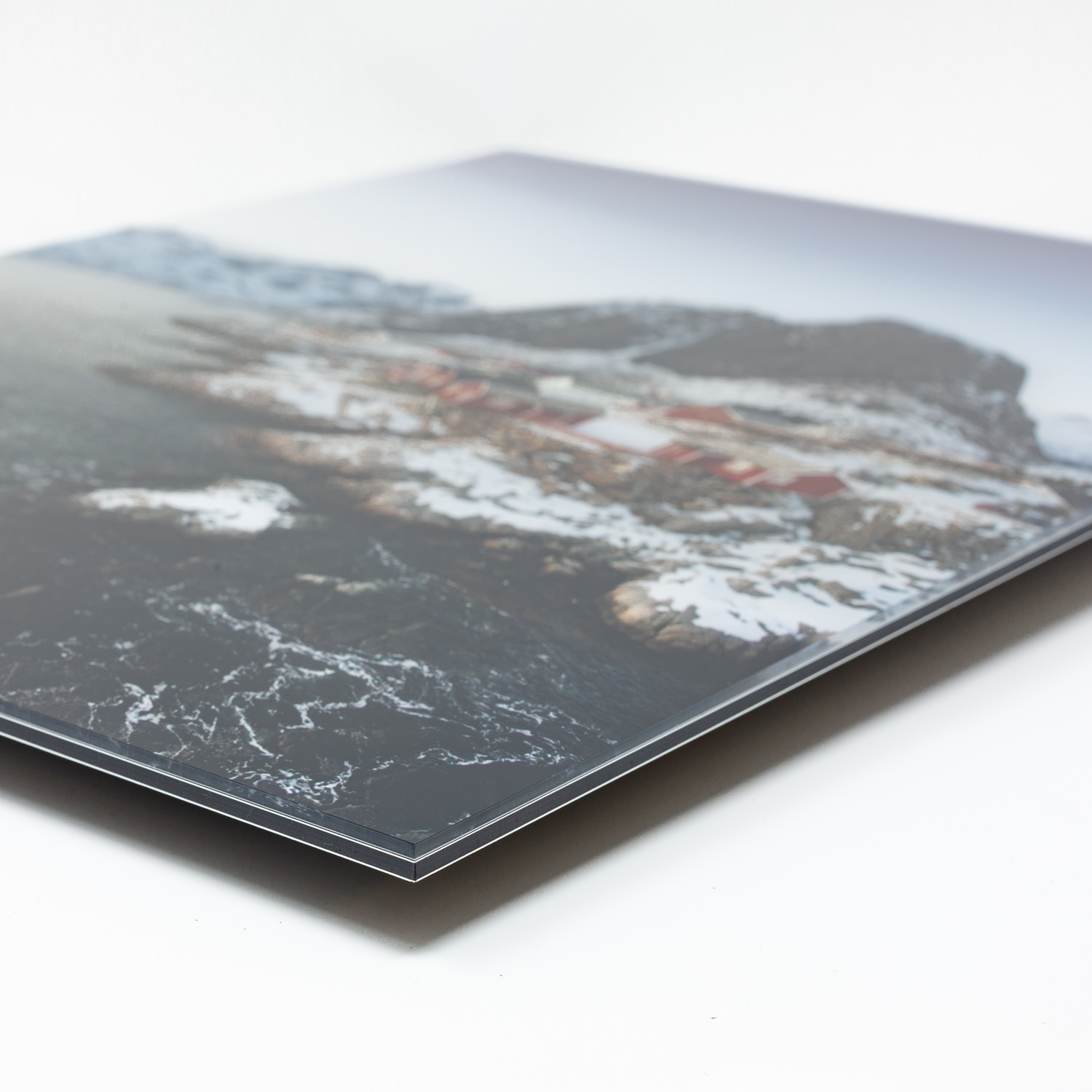 A photograph printed behind clear acrylic