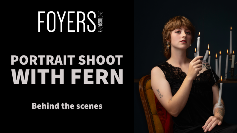 Behind-the-scenes portrait photography session with Fern.