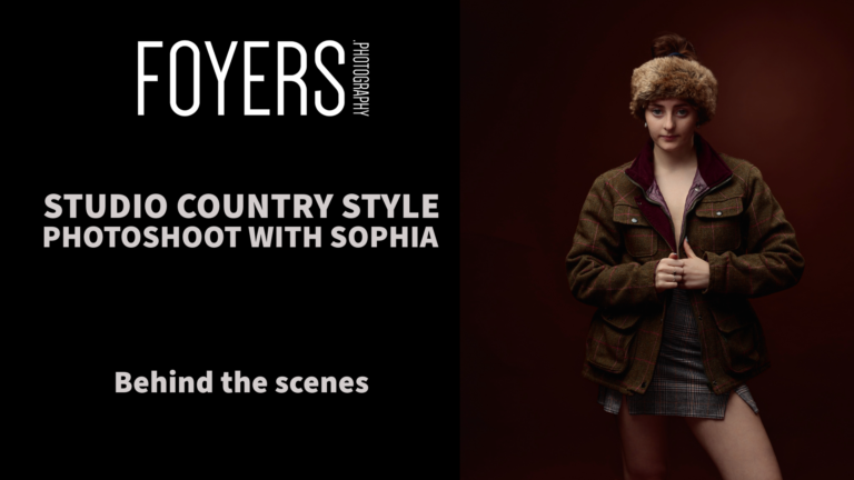 Country style studio photoshoot behind the scenes with model.
