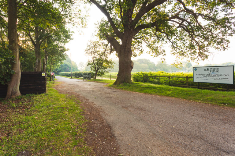 Country road leading to caravan park entrance