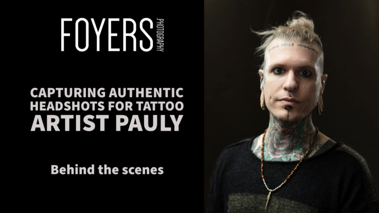 Tattoo artist headshot by Foyers Photography.