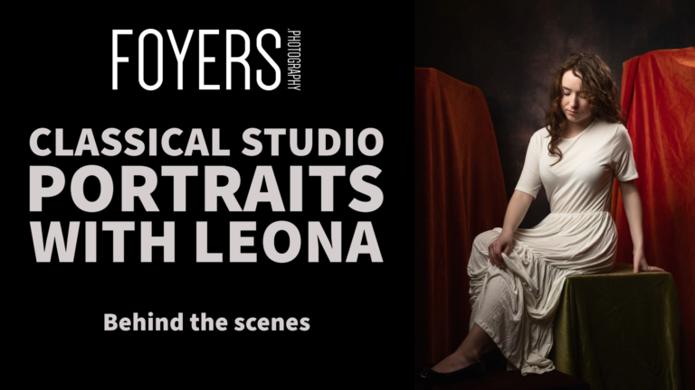 Classical studio portrait session behind the scenes.