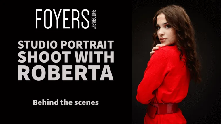 Studio portrait photography session with model.