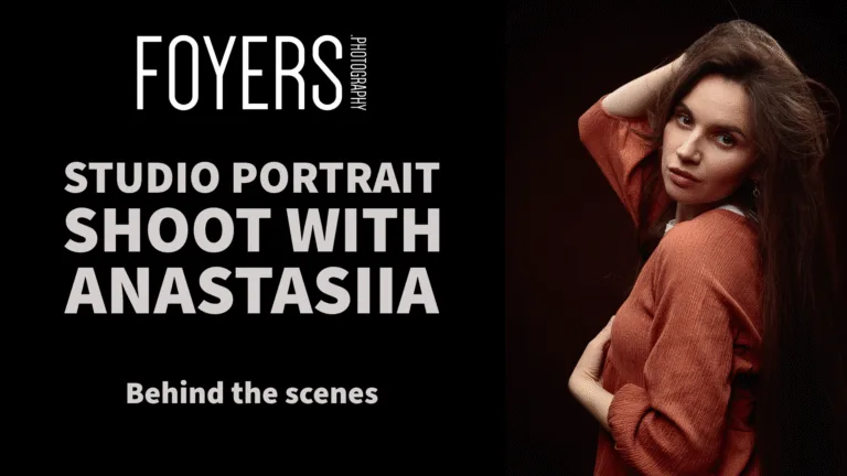 Studio portrait photoshoot behind-the-scenes.