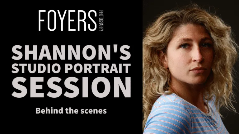 Woman's portrait studio session behind-the-scenes photography