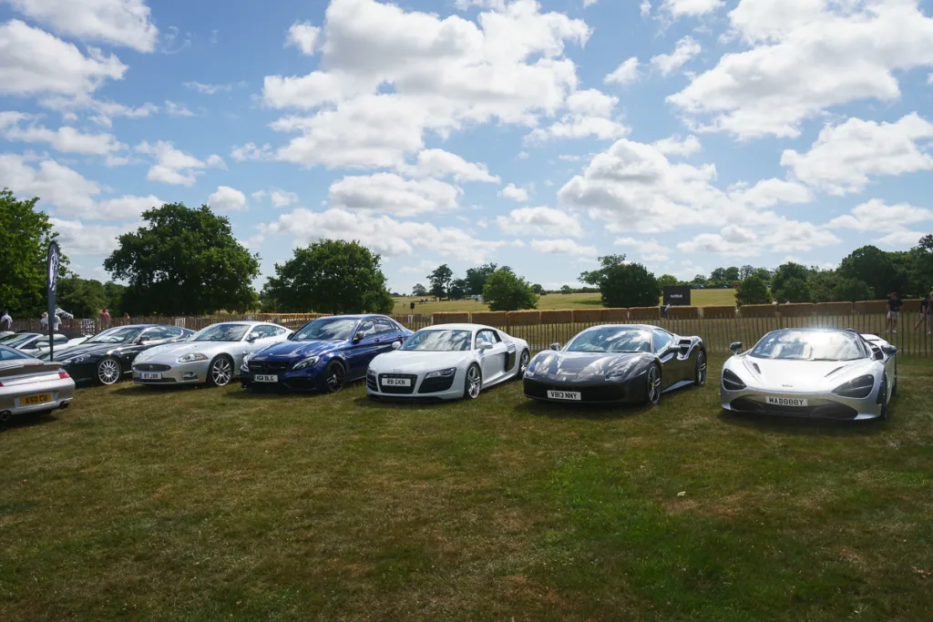 Luxury sports cars parked outdoors