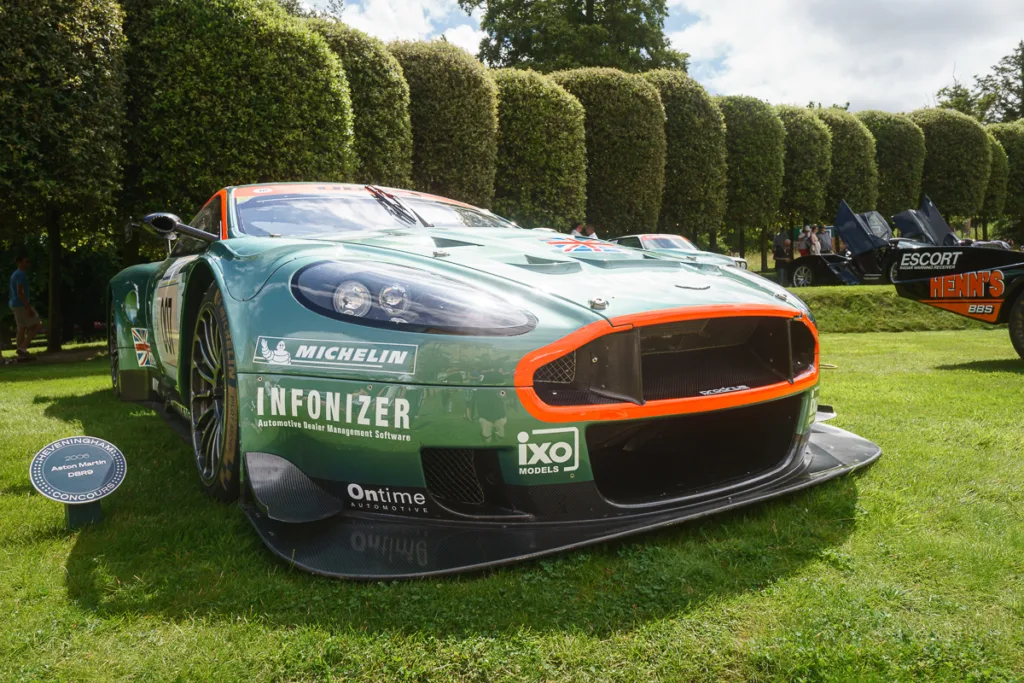 Classic Aston Martin race car on display