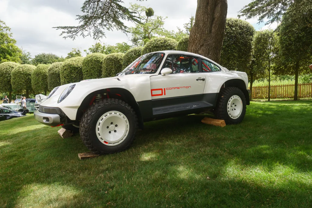 Off-road sports car displayed on grass