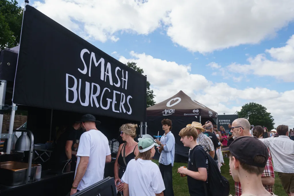 Smash burgers stall at outdoor food festival