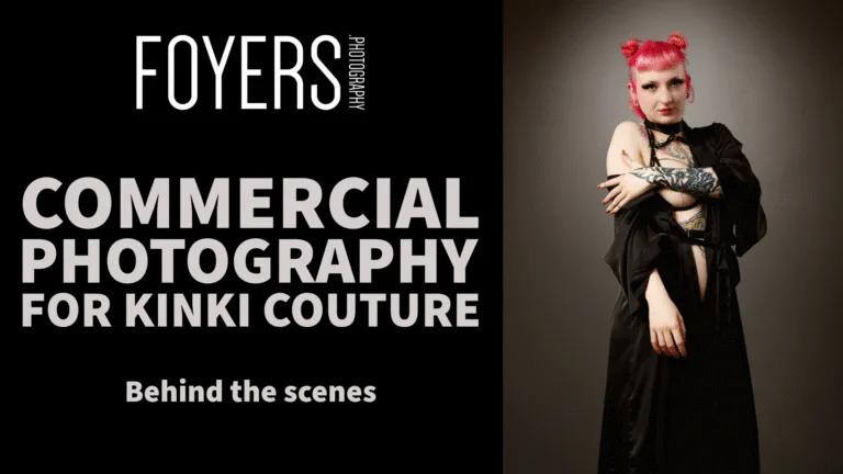 Model in black kimono for Kinki Couture photoshoot.
