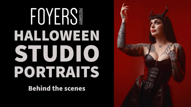 Halloween studio portrait setup behind the scenes.