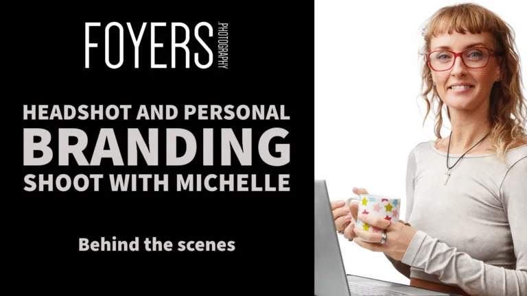 Headshot and branding session with woman holding mug.