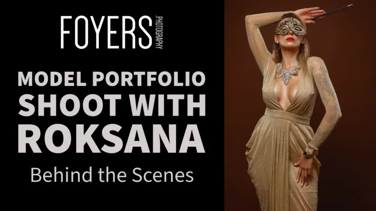 Model portfolio session with elegant masked woman.