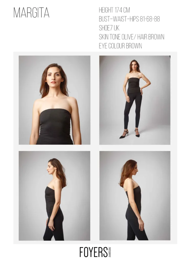 Model in black outfit from various angles