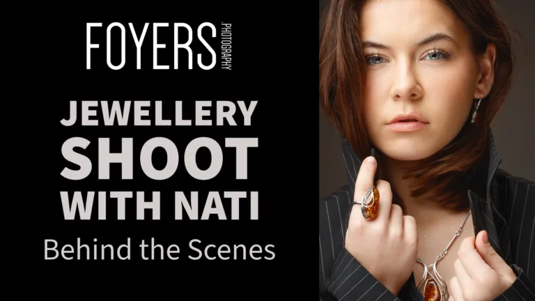 Jewellery photoshoot behind the scenes with model.