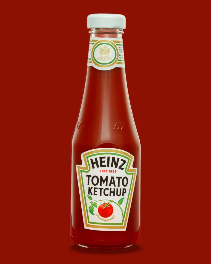 Glass bottle of Heinz tomato ketchup