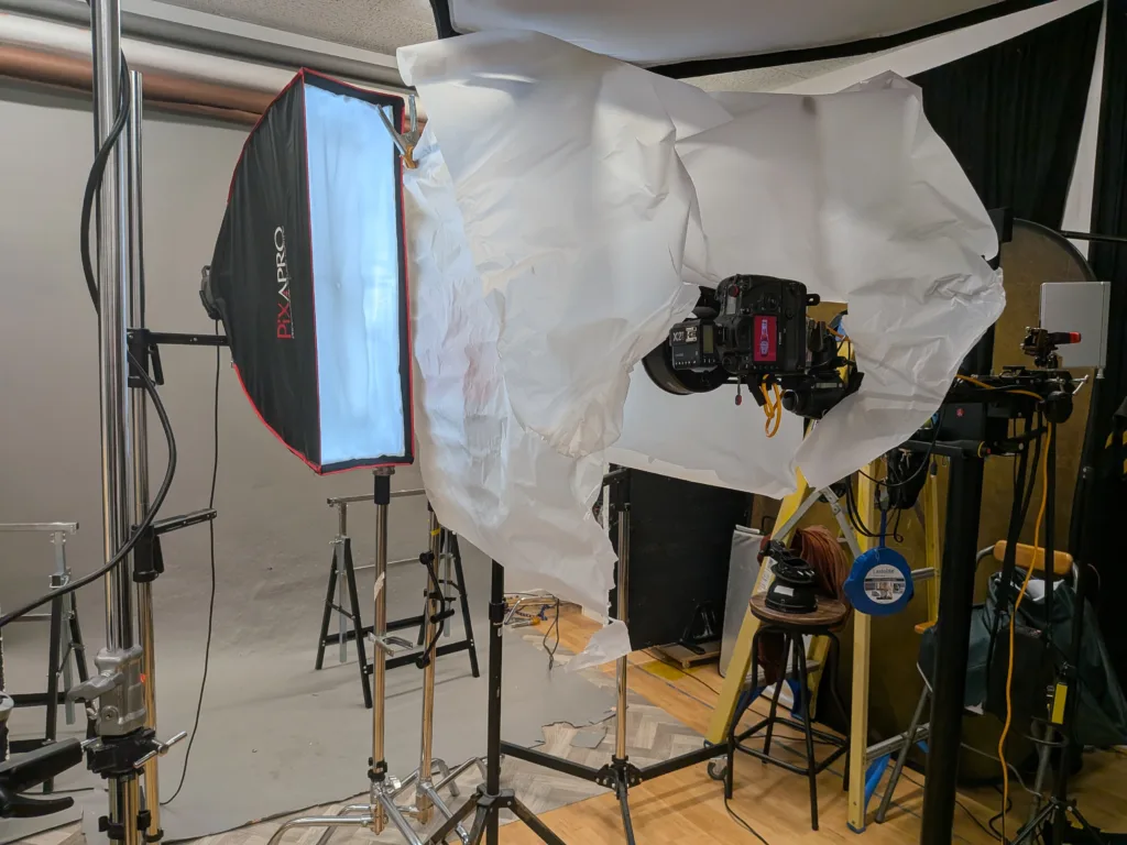 Professional photography lighting and camera studio setup