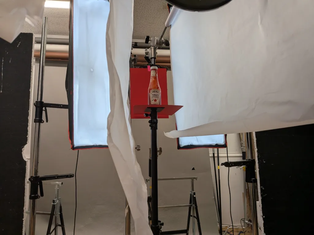 Ketchup bottle in professional photography studio setup