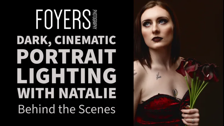 Dark cinematic portrait lighting tutorial with model.