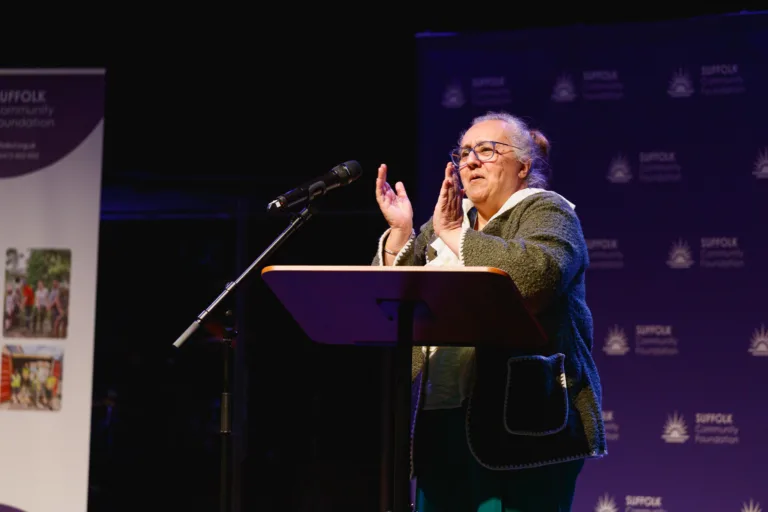 Person speaking at Suffolk Community Foundation event