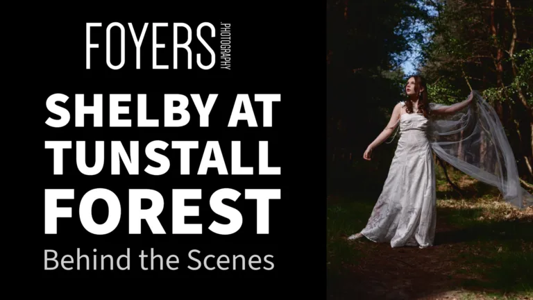 Woman in white dress in forest photoshoot