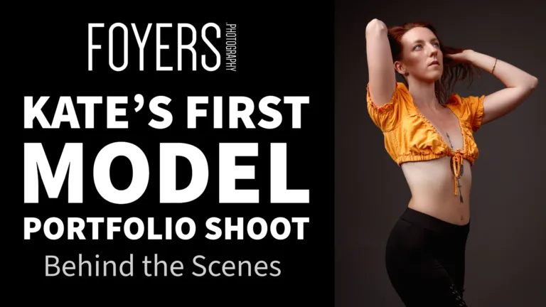 Model posing during first portfolio studio shoot