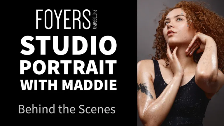 Foyers Photography studio portrait with Maddie behind scenes