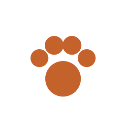 Brown paw print icon with four toe circles and main pad