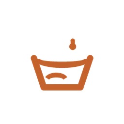 Orange washing machine bowl icon with smiling face
