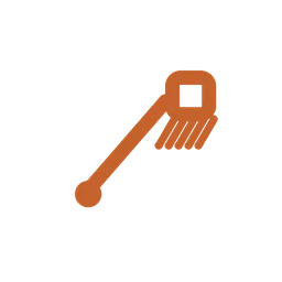 Orange wrench tool icon with small square symbol