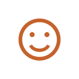 Simple orange smiley face icon with closed eyes