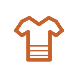 Orange t-shirt icon with horizontal stripes design