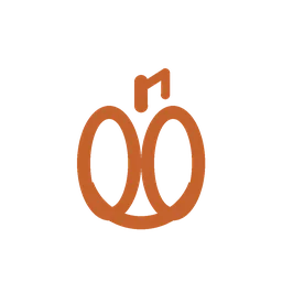 Simple orange apple icon with leaf design