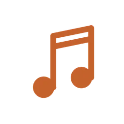 Two connected orange musical notes icon