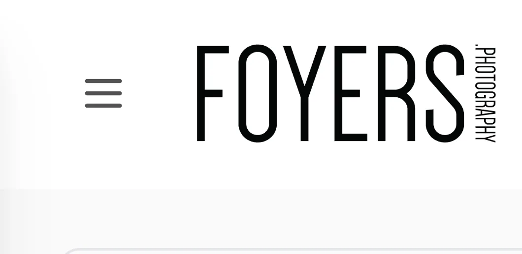 The menu icon, three short lines, beside the Foyers Photography logo at the top of the proofing gallery